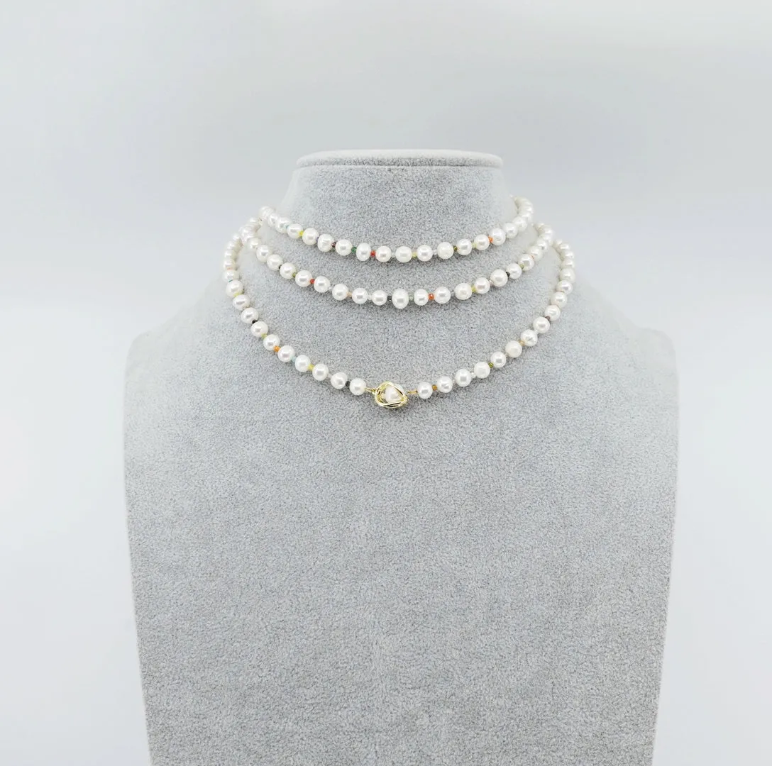 Multi-style Opera Pearl Necklace (Colorful)