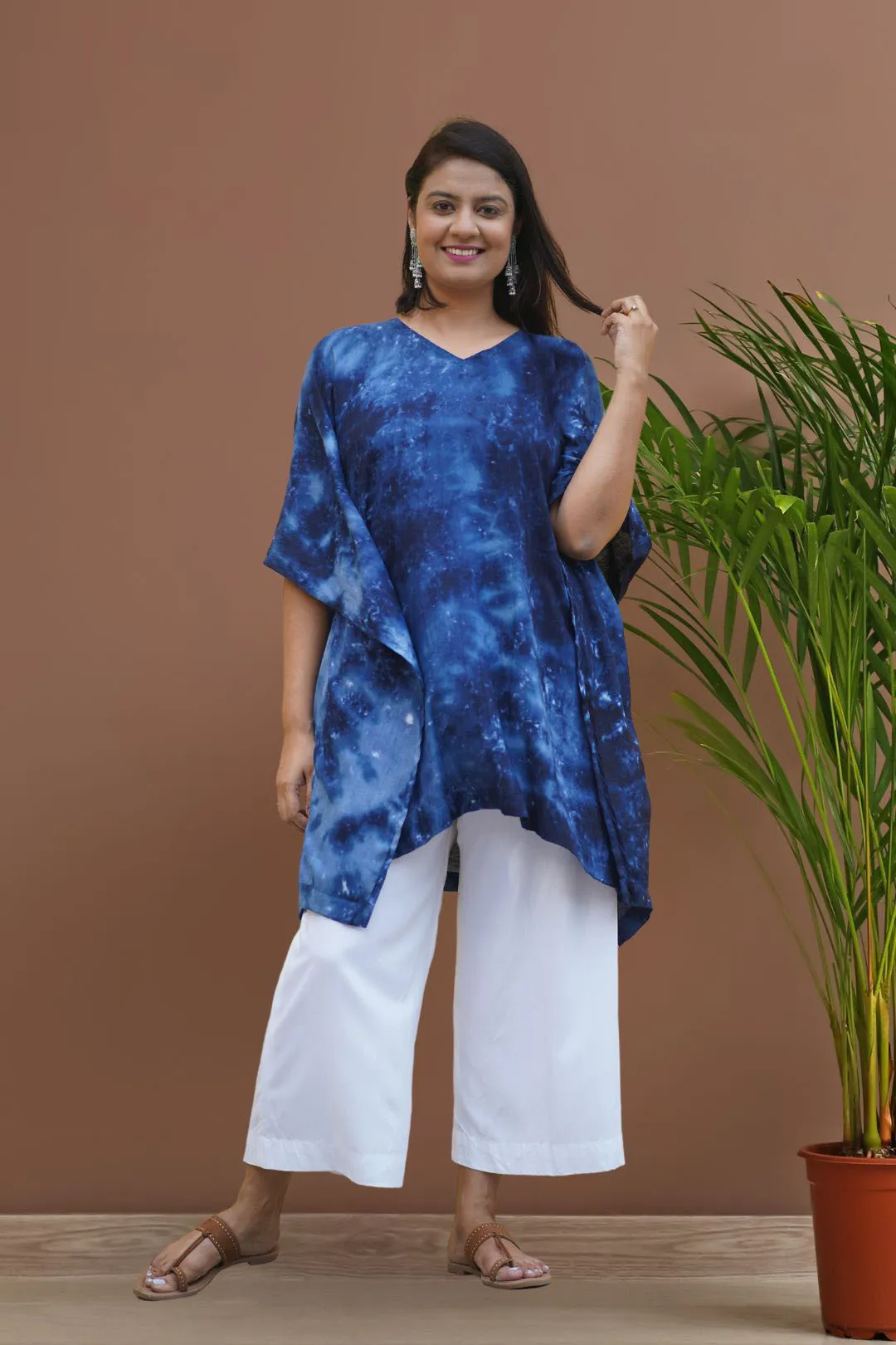 Navy Rayon TieDyeKurta - IndigoSwirls