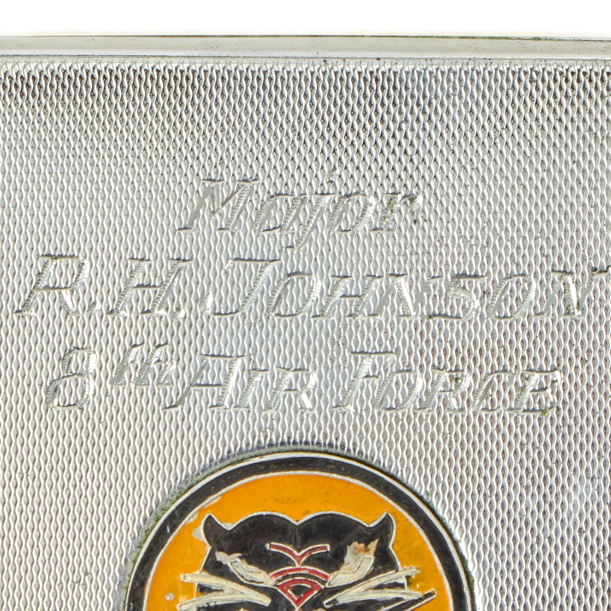 Original U.S. WWII Era Tank Destroyer Battalion Presentation Cigarette Case For R.H. Johnson, 8th Air Force