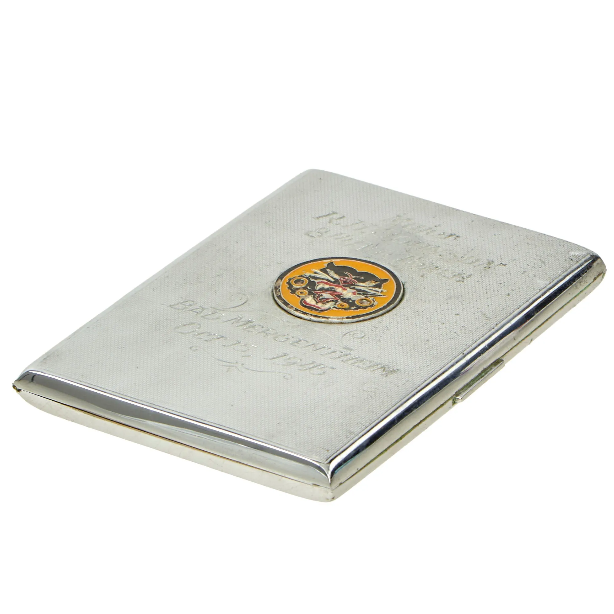 Original U.S. WWII Era Tank Destroyer Battalion Presentation Cigarette Case For R.H. Johnson, 8th Air Force
