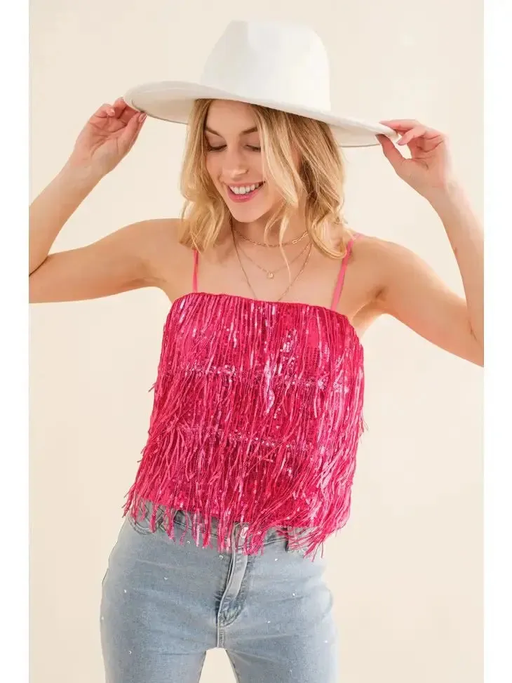 Party Perfect Sequin Tiered  Cami