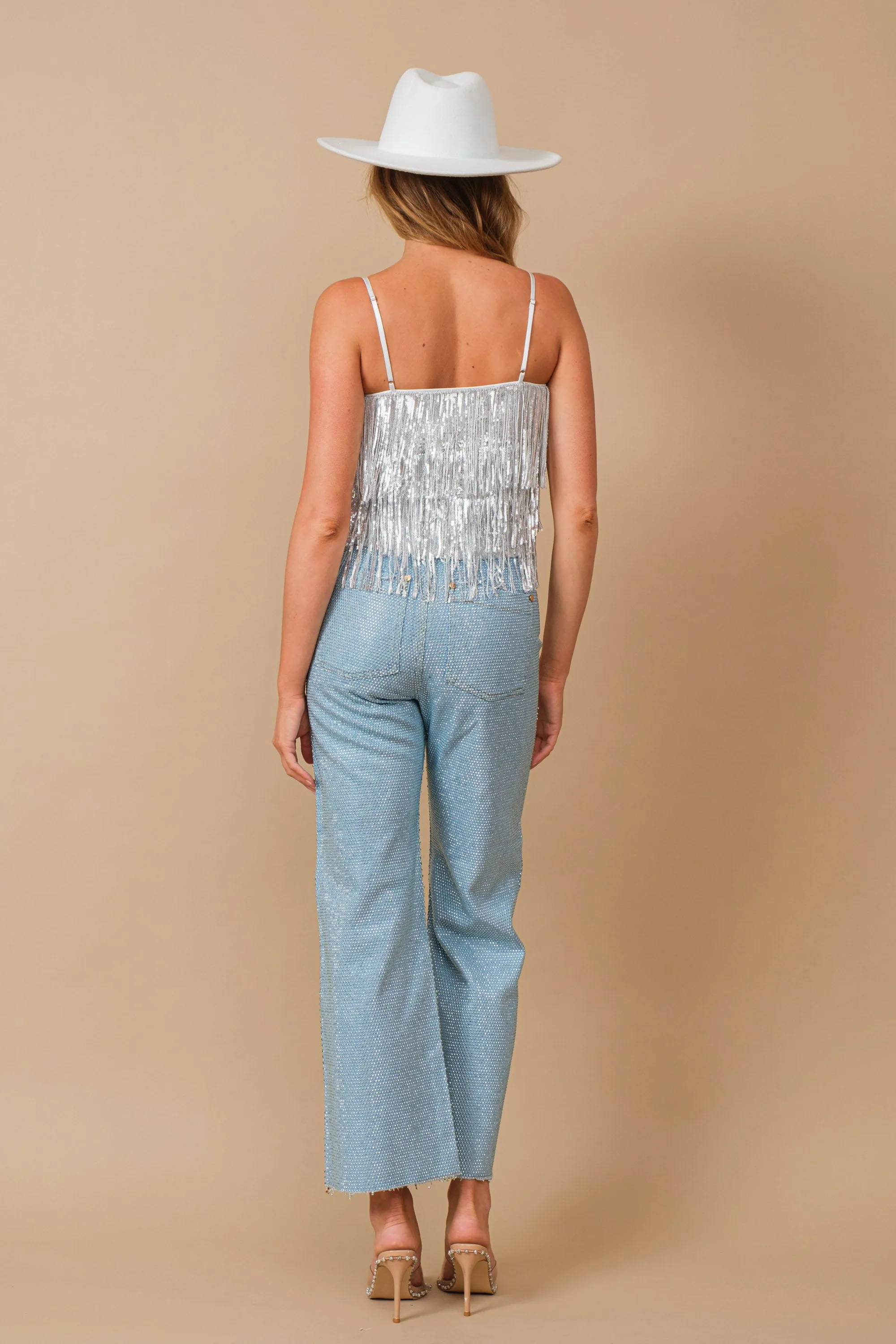 Party Perfect Sequin Tiered  Cami