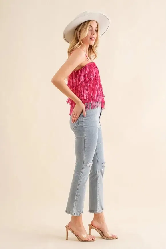 Party Perfect Sequin Tiered  Cami