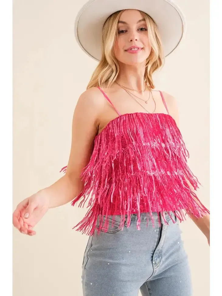 Party Perfect Sequin Tiered  Cami