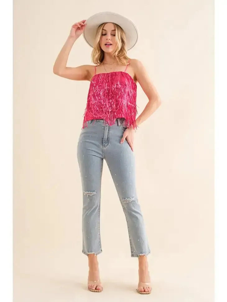 Party Perfect Sequin Tiered  Cami
