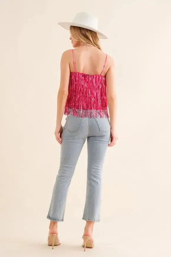 Party Perfect Sequin Tiered  Cami