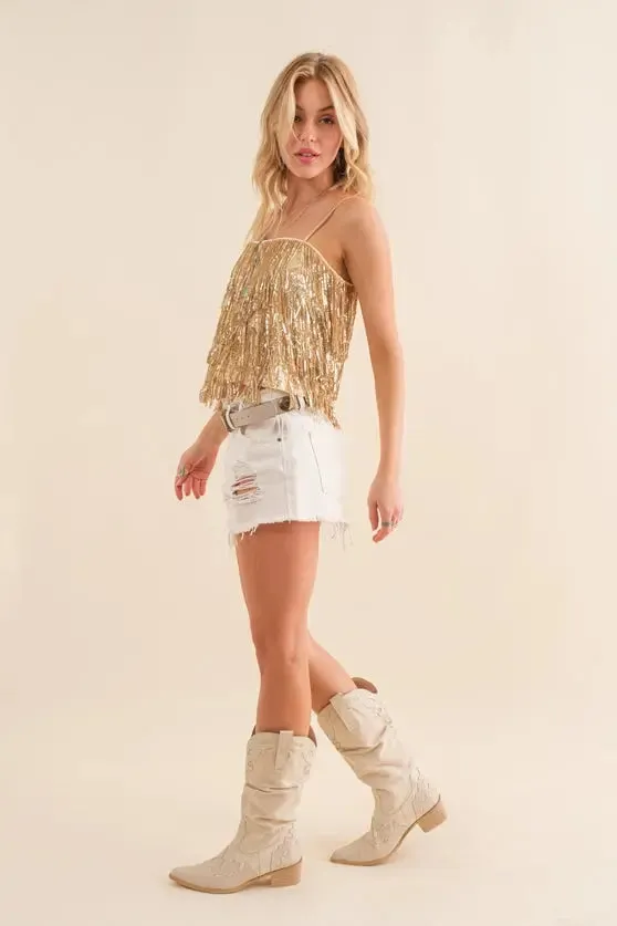 Party Perfect Sequin Tiered  Cami