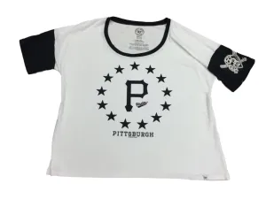 Pittsburgh Pirates 47 Brand Women White Black Star Design Loose Fit T-Shirt (S)