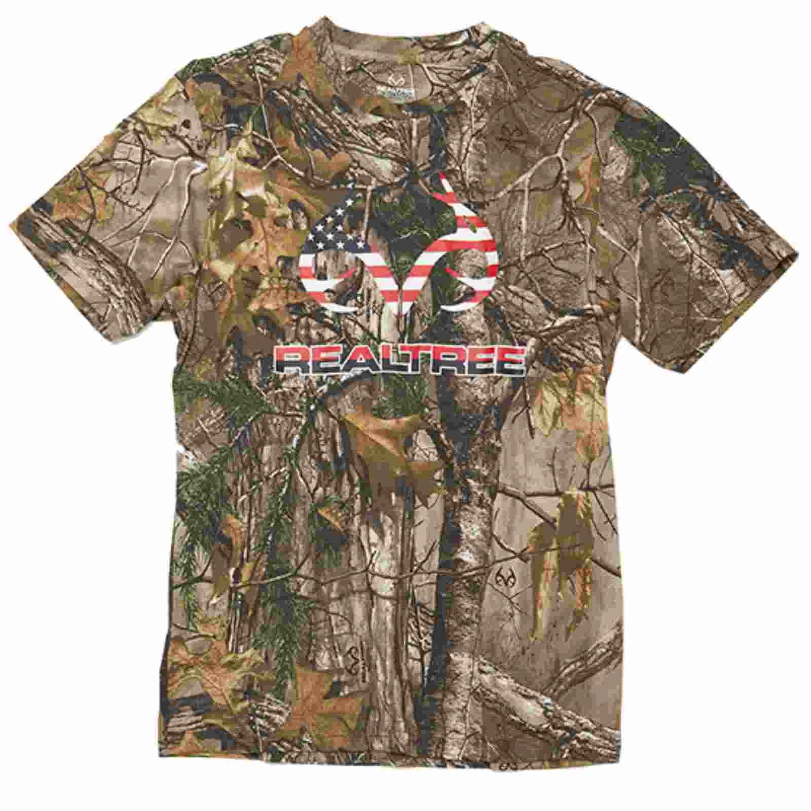 Realtree Xtra Camouflage Colosseum American Flag Camo Short Sleeve T-Shirt
