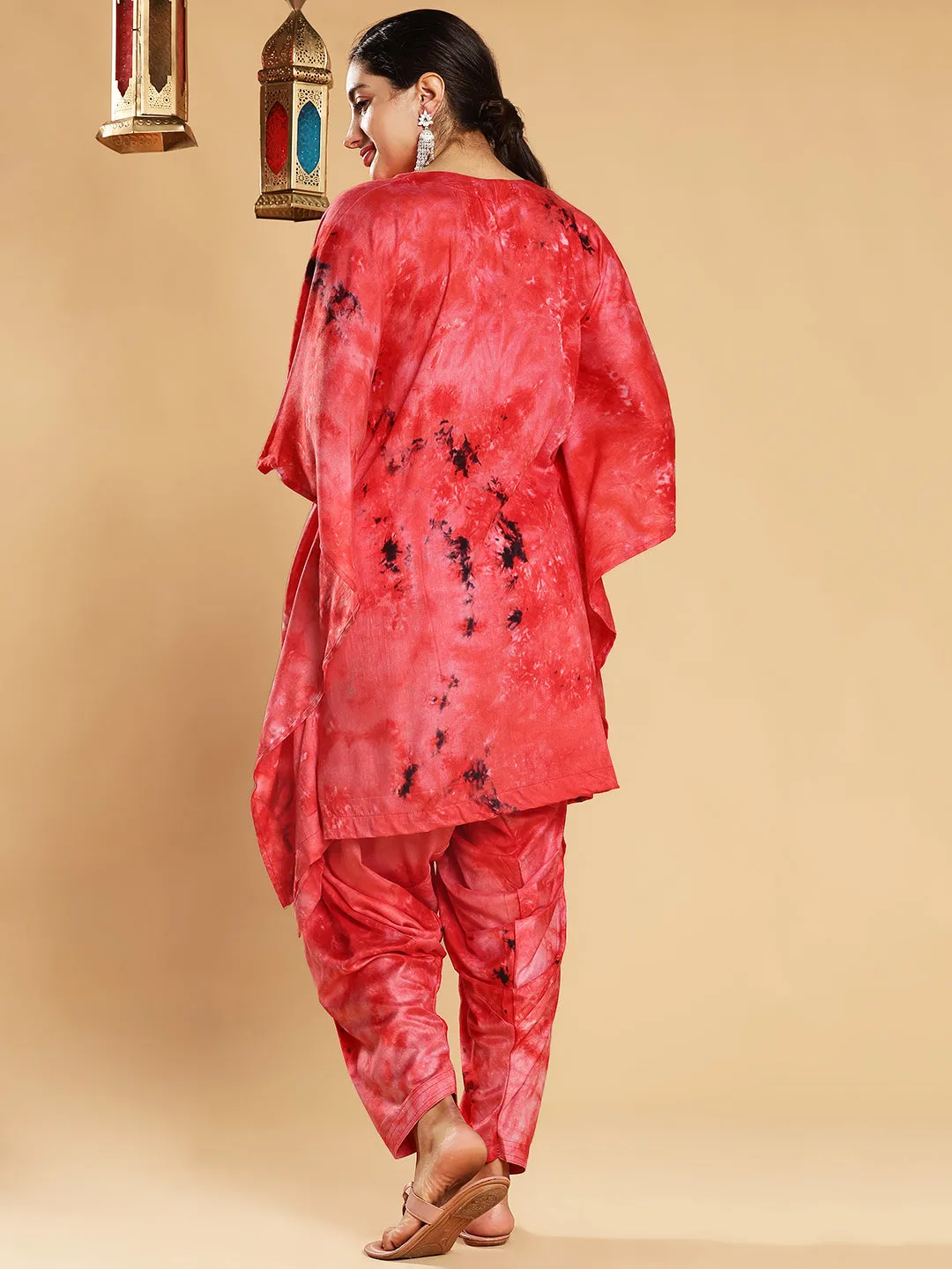 Red Rayon TieDyeKurta - CrimsonHues