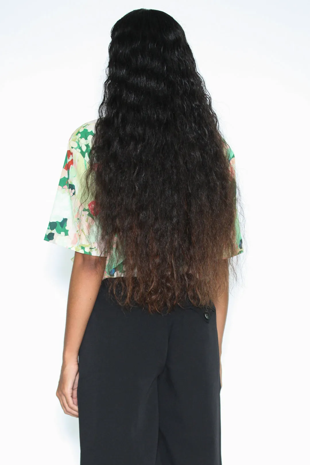 Silk Abstract Pattern Button Down Top
