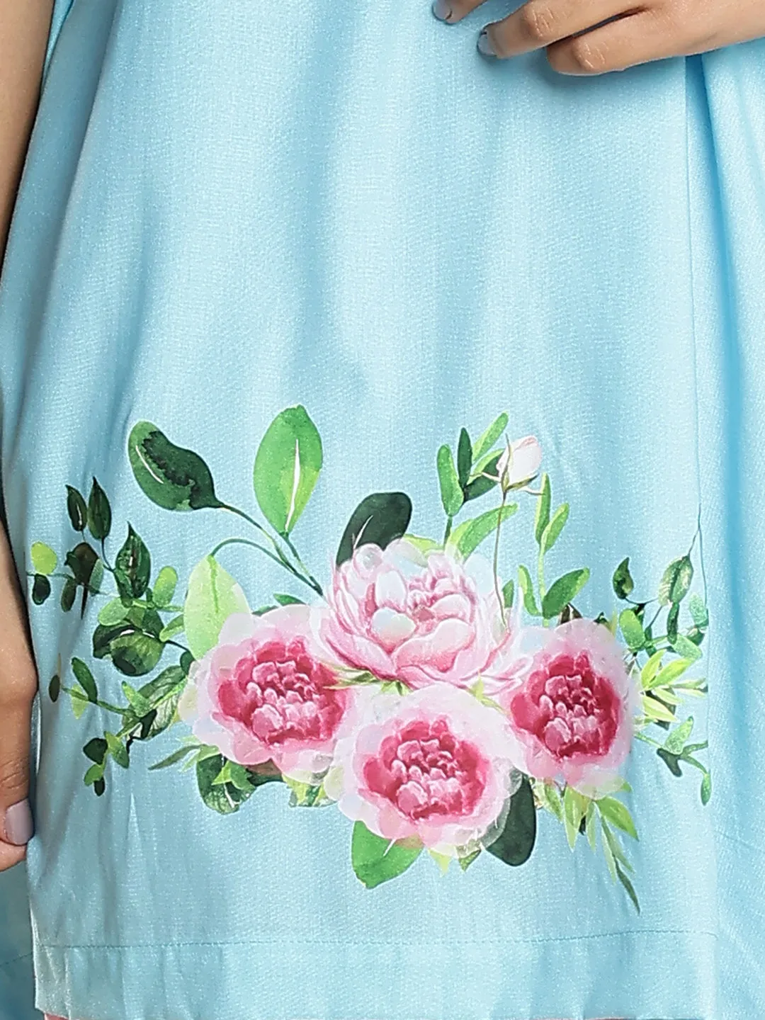 SkyBlue Rayon KaftanKurta - SereneDelight