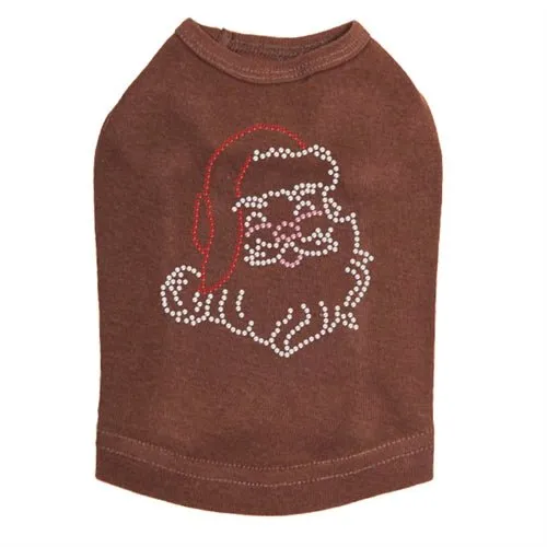 Small Santa Face Rhinestone Dog Tank - Many Colors