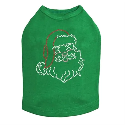 Small Santa Face Rhinestone Dog Tank - Many Colors