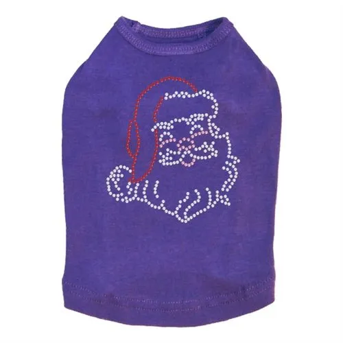 Small Santa Face Rhinestone Dog Tank - Many Colors