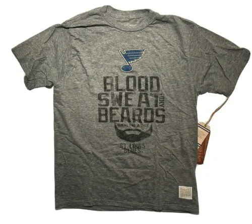 St. Louis Blues Retro Brand Gray Blood Sweat and Beards T-Shirt