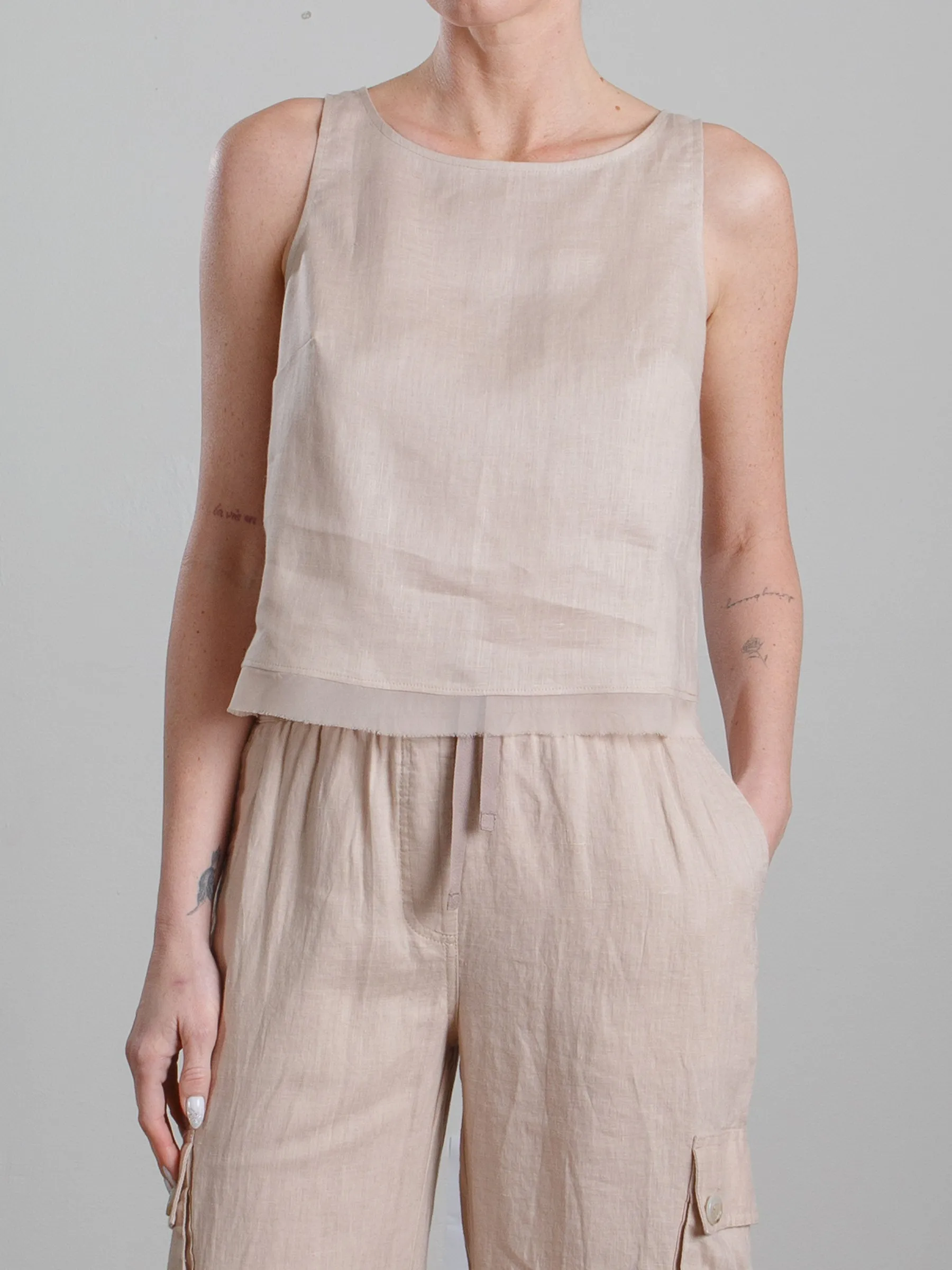 Sylvie Tank in French Linen - Nude