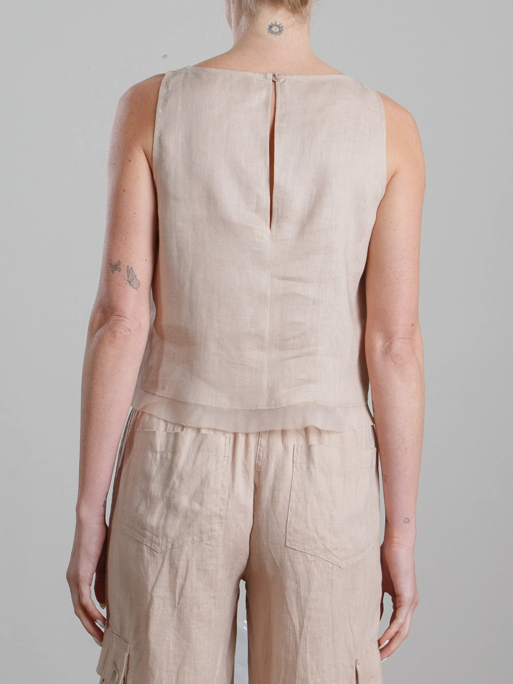 Sylvie Tank in French Linen - Nude