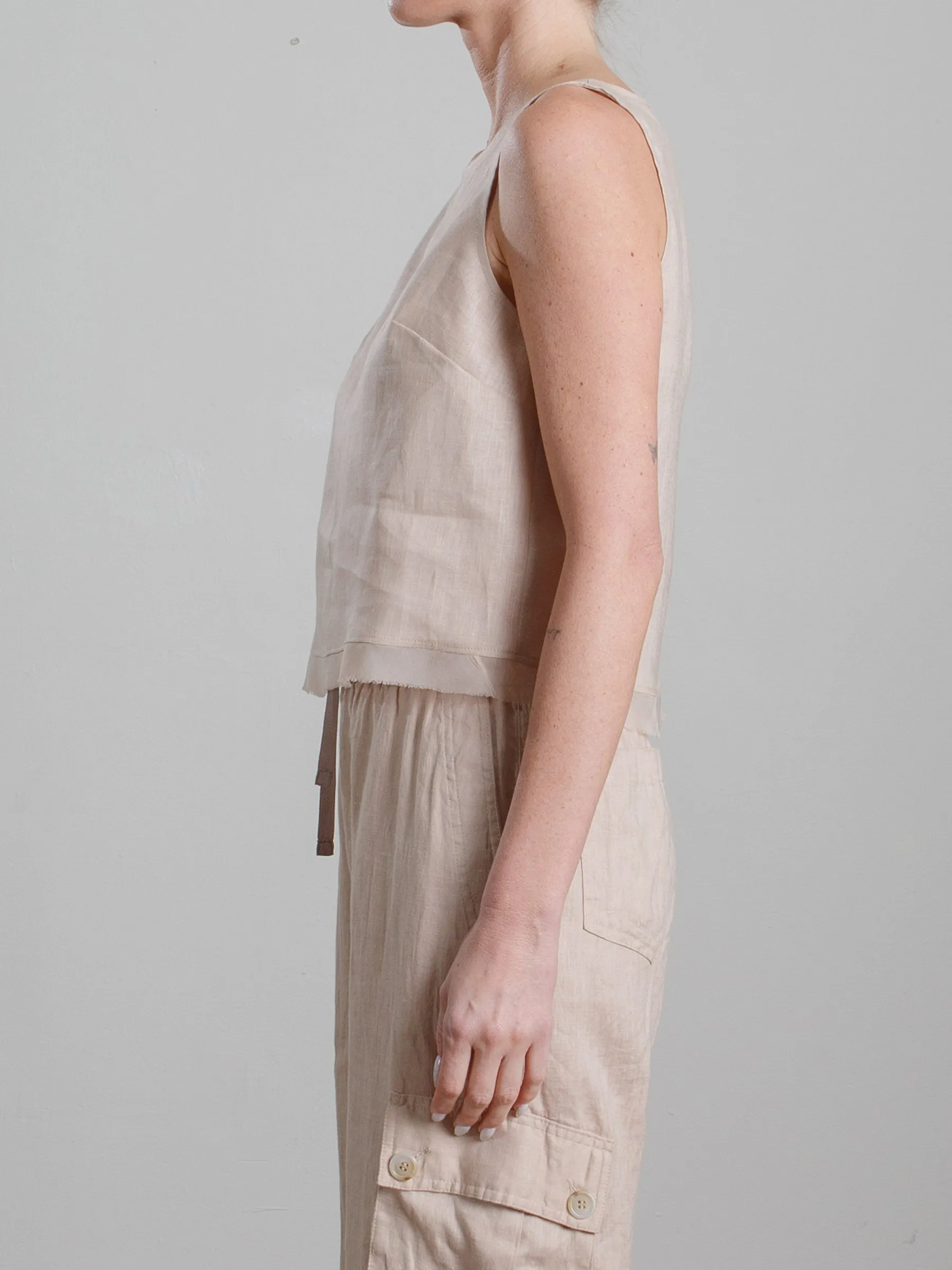 Sylvie Tank in French Linen - Nude