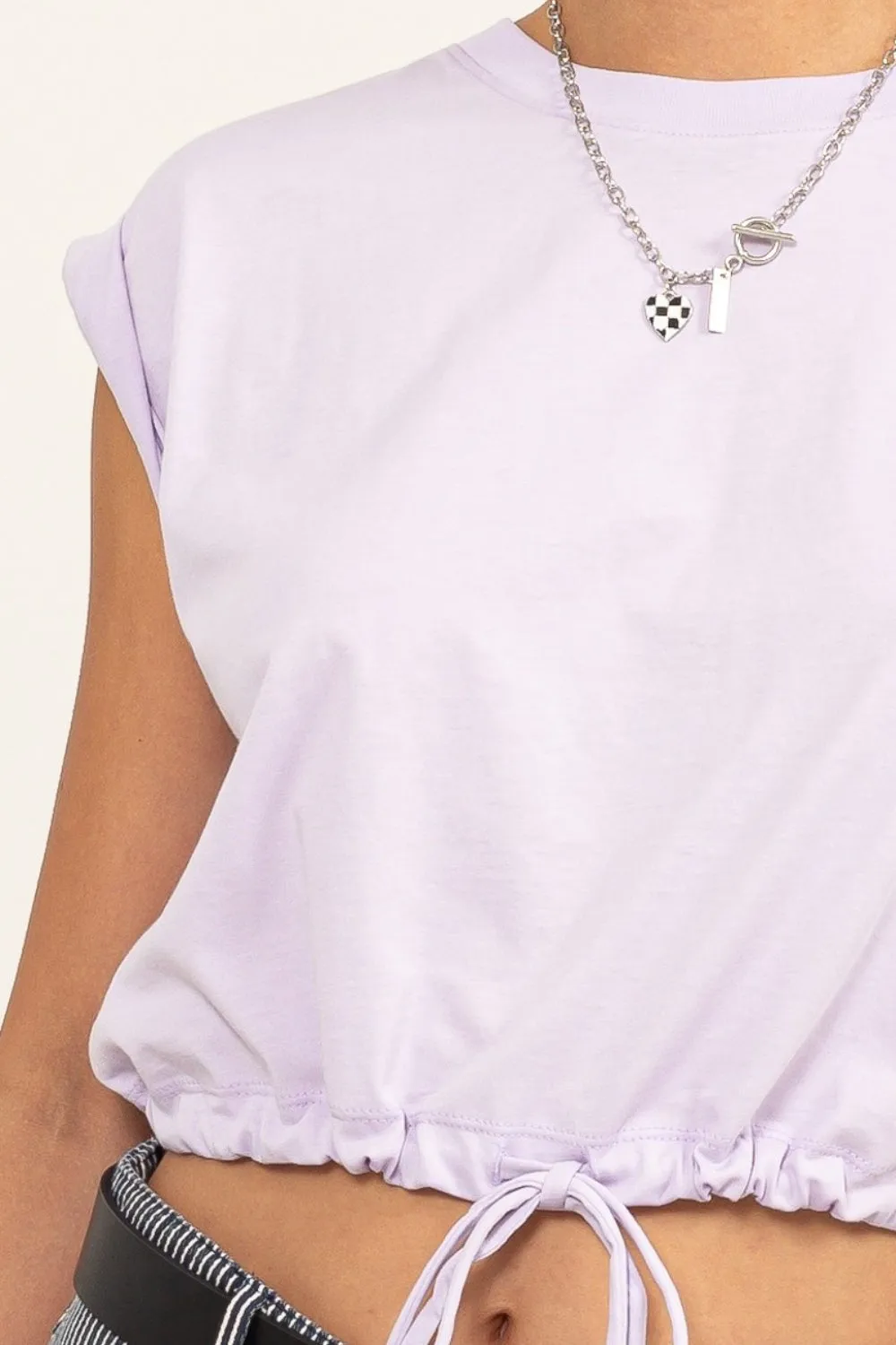 TEEK - Lavender Drawstring Hem Crop Top
