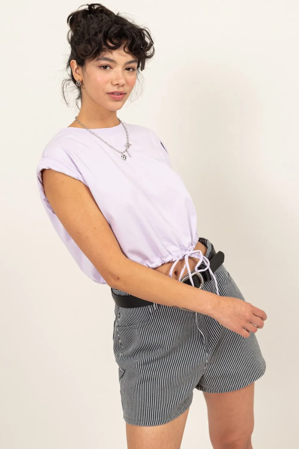 TEEK - Lavender Drawstring Hem Crop Top