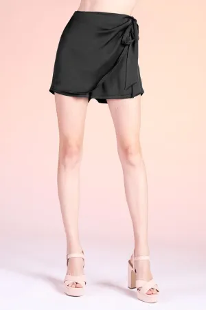 Washed Side Tie Skort Shorts