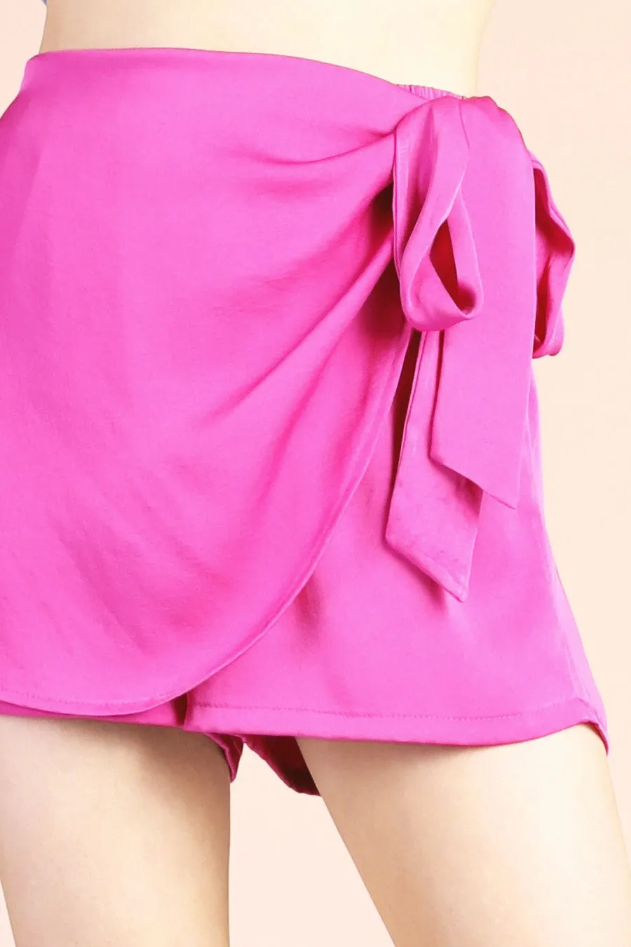 Washed Side Tie Skort Shorts