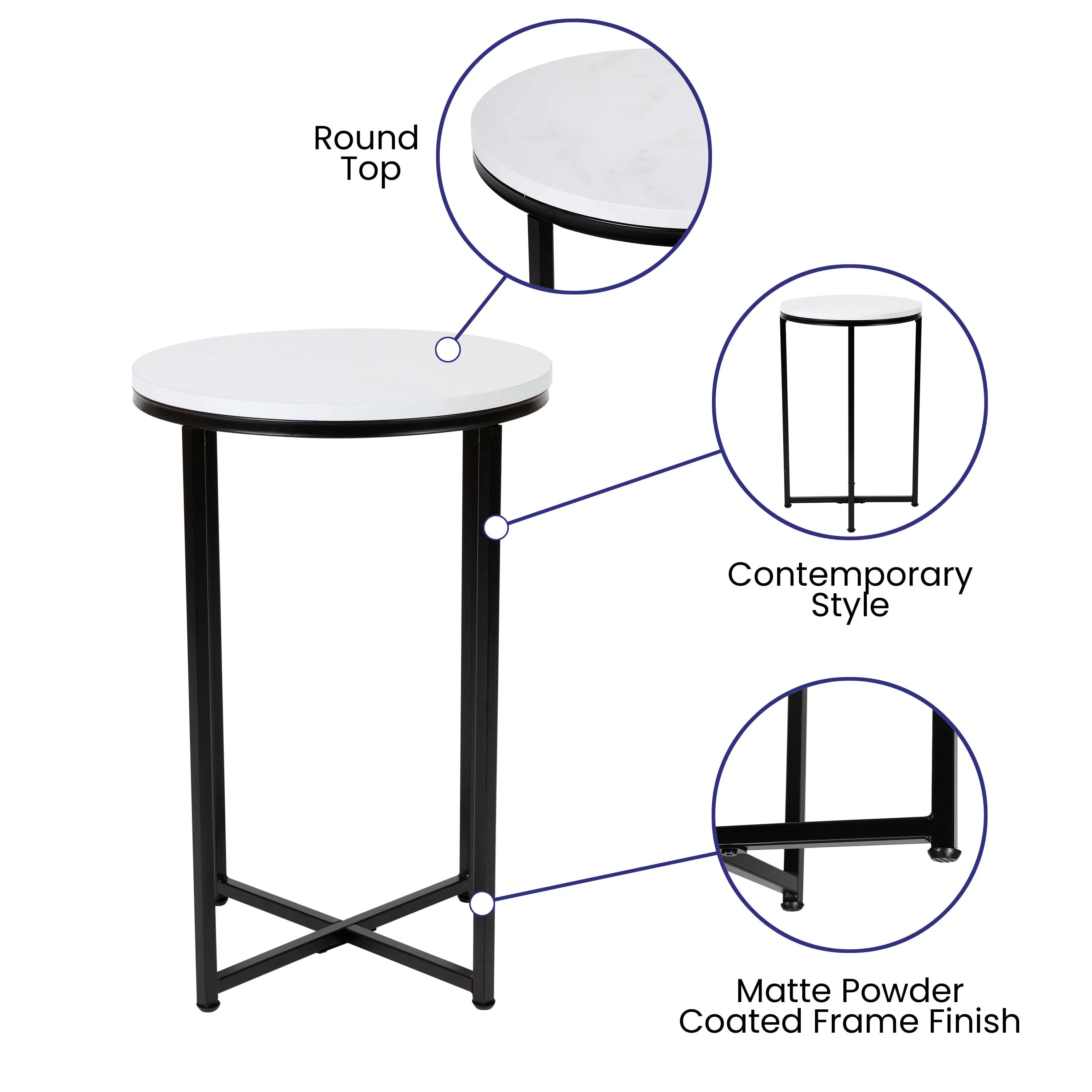 White End Table-Black Frame NAN-JH-1787ET-BK-GG