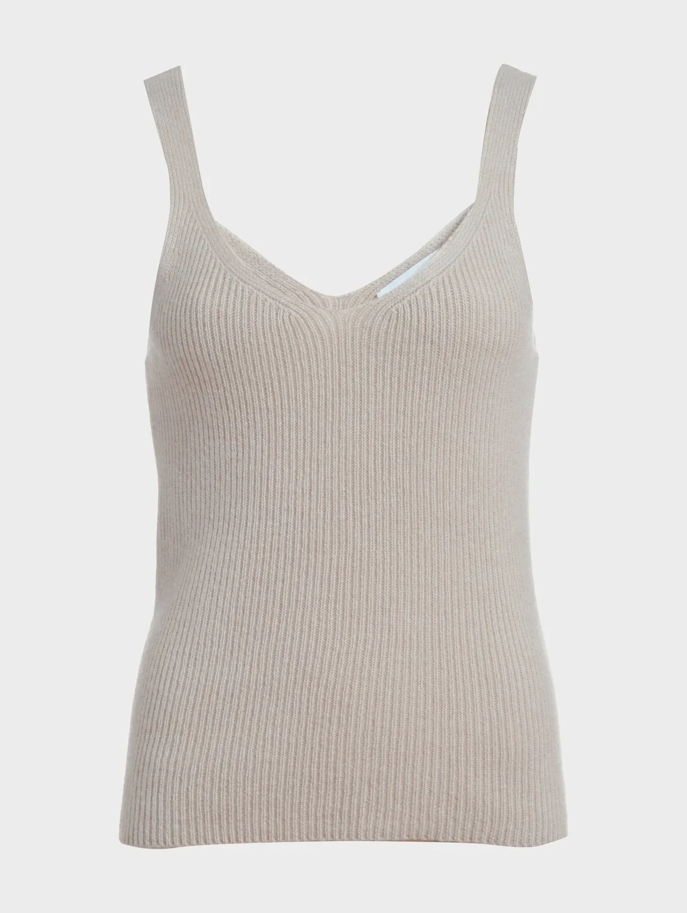 White   Warren - Cashmere Ribbed V Neck Tank in Moonstone