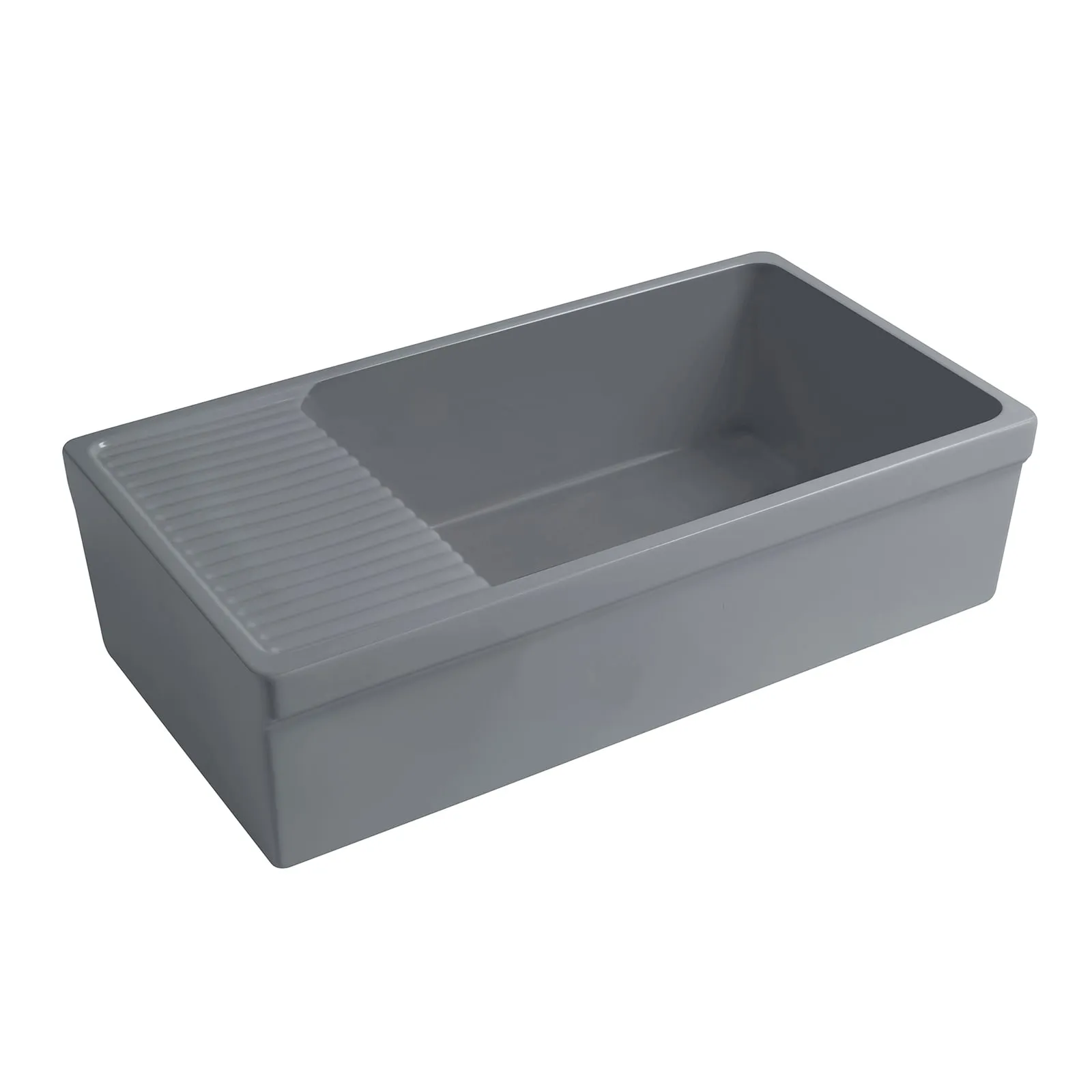 Whitehaus WHQD540-M-CEMENT Farmhaus Quatro Alcove Large Reversible Fireclay Kitchen Sink