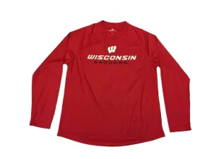 Wisconsin Badgers Colosseum Red Chevron Design Long Sleeve Crew Neck T-Shirt (L)