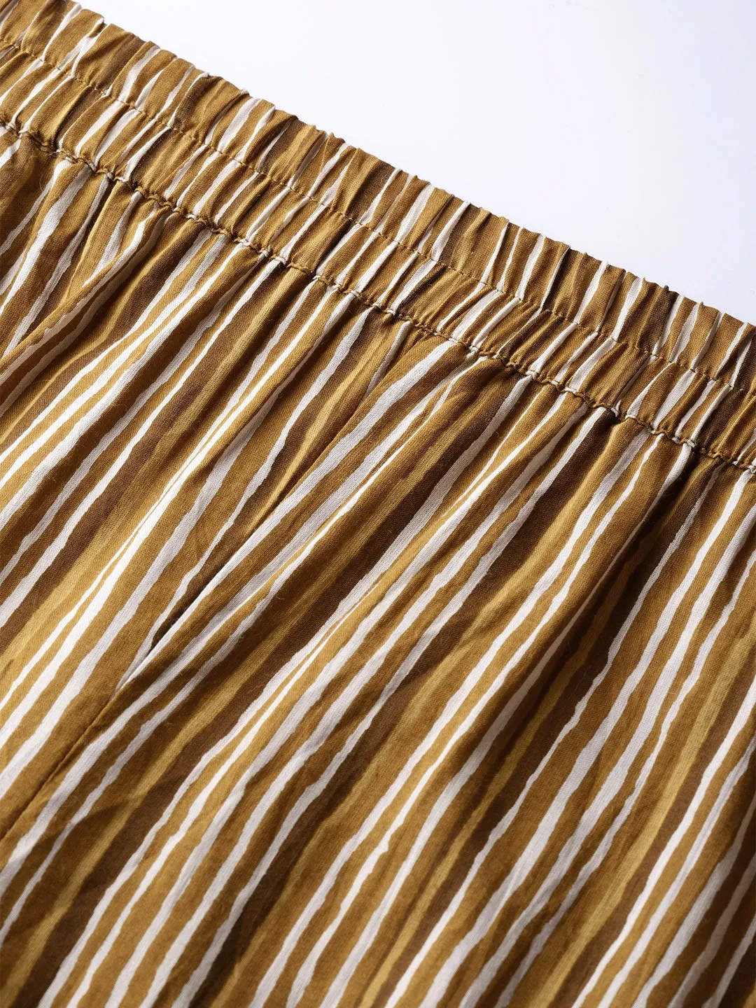 Women Yellow & Brown Printed Kurta Set