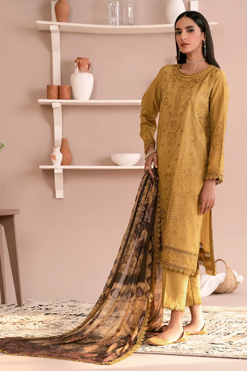 Zarif Festive Eid Lawn Collection – ZEA-03 HONEY